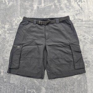 columbia belted cargo Shorts mens 36x10 Black performance outdoor hiking casual
